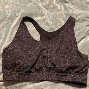 Black with multicolor spots high impact sport bra